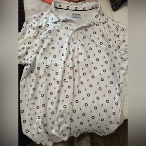 Men’s White Polo Shirt with Nautical Print